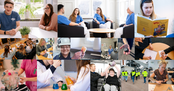 Bildkollage som visar flera olika yrken.