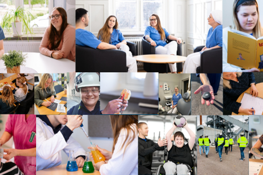 Bildkollage som visar flera olika yrken.