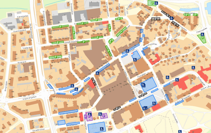 Parkeringar centrum karta